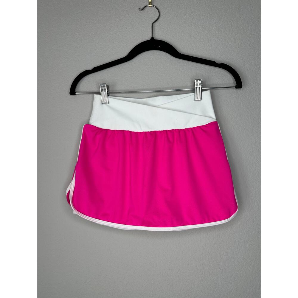 ELLIE Womens Size XS Hot Pink White Cross Front Mini Tennis Golf Skirt Skort